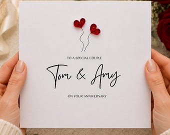 Couple Anniversary Card - personalised Names - custom card