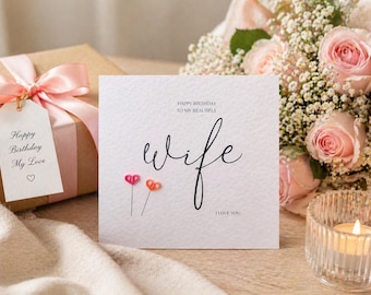 Personalised Birthday Card for Wife – Handmade Quilled Heart Balloons