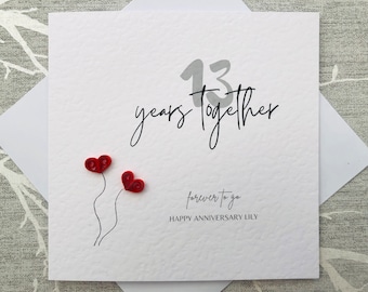 Personalised anniversary card - years together forever to go - anniversary card to him - anniversary card to her - wife - husband - handmade