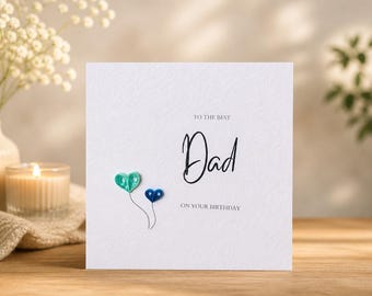 Handmade Dad Birthday Card: Luxury Textured Balloons, Personalised
