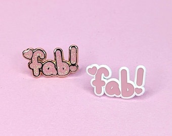 Fab! 1-inch Mini Enamel Pin - Kawaii Original Anime Inspired Glitter Filler Lapel Pin White Dyed Metal Sparkly Flare Gifts