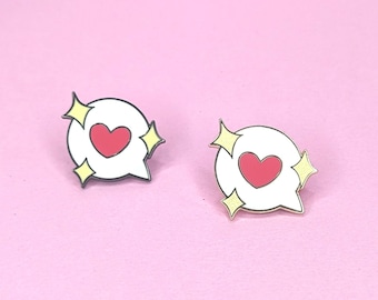 Heart Speech Bubble 1-inch Mini Pin - Original Kawaii Anime Manga Inspired Glitter Filler Pin Gifts Lapel Pin
