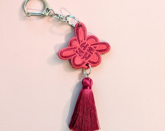 Cute Original Japanese Omamori Knot With Tassel Embroidered Keychain Traditional Japan Inspired Red Accessory