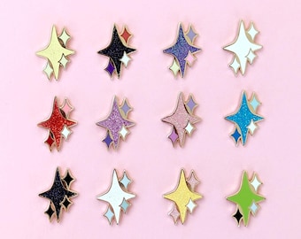 Sparkle V2 Mini Enamel Pins - .75-inch Original Pin Set Glitter Filler Miniature Collector Gift