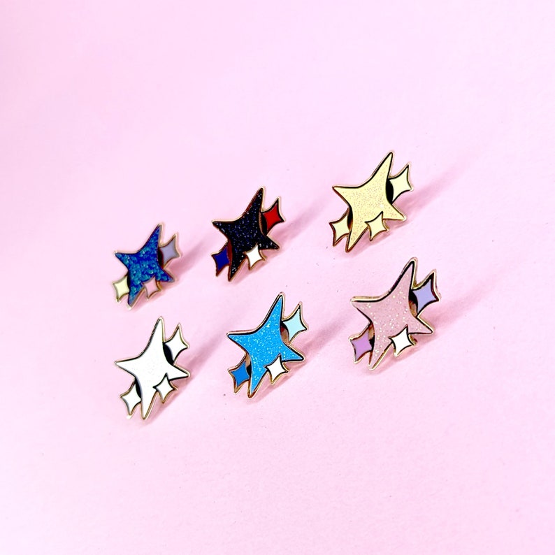 Sparkle V2 Mini Enamel Pins .75-inch Original Pin Set Cute Kawaii Glitter Filler Miniature Anime Aesthetic Collector Gift image 1