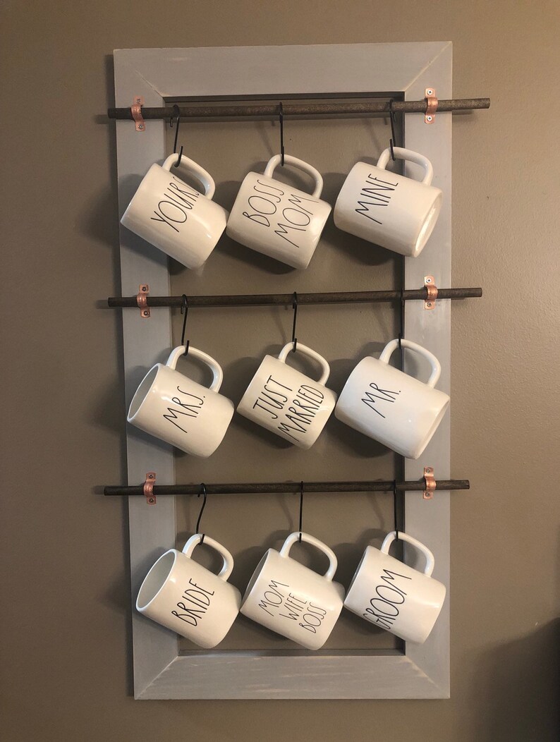 Mug Rack Coffee Cup Rack Wood Cup Holder Farmhouse Coffee Etsy