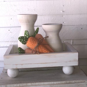 Farmhouse wood pedestal tray