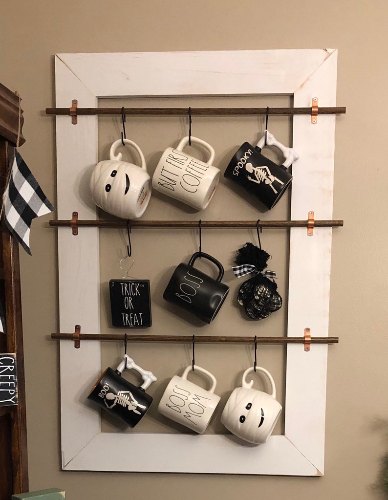 Mug Rack Coffee Cup Rack Wood Cup Holder Farmhouse Coffee Etsy