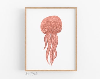 Print | Jellyfish | Boho Wall Decor | 8x10 | Wall Decor | Hand Drawn | Boho | Neutral Print | Underwater Animals