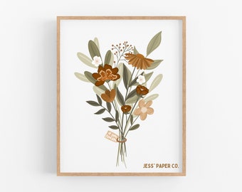 Digital Download | Wall Print | Hand drawn Print | Boho Art | Wildflower bouquet| Downloadable Print | Trendy Art Print | Boho