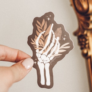 Skeleton Hand Sticker Boho Florals Halloween Sticker Spooky Sticker image 2