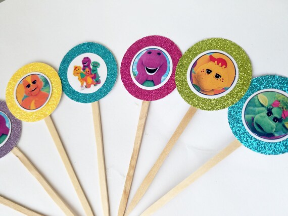 Barney Baby Bop Cupcake Toppers Kids Birthday Party Etsy