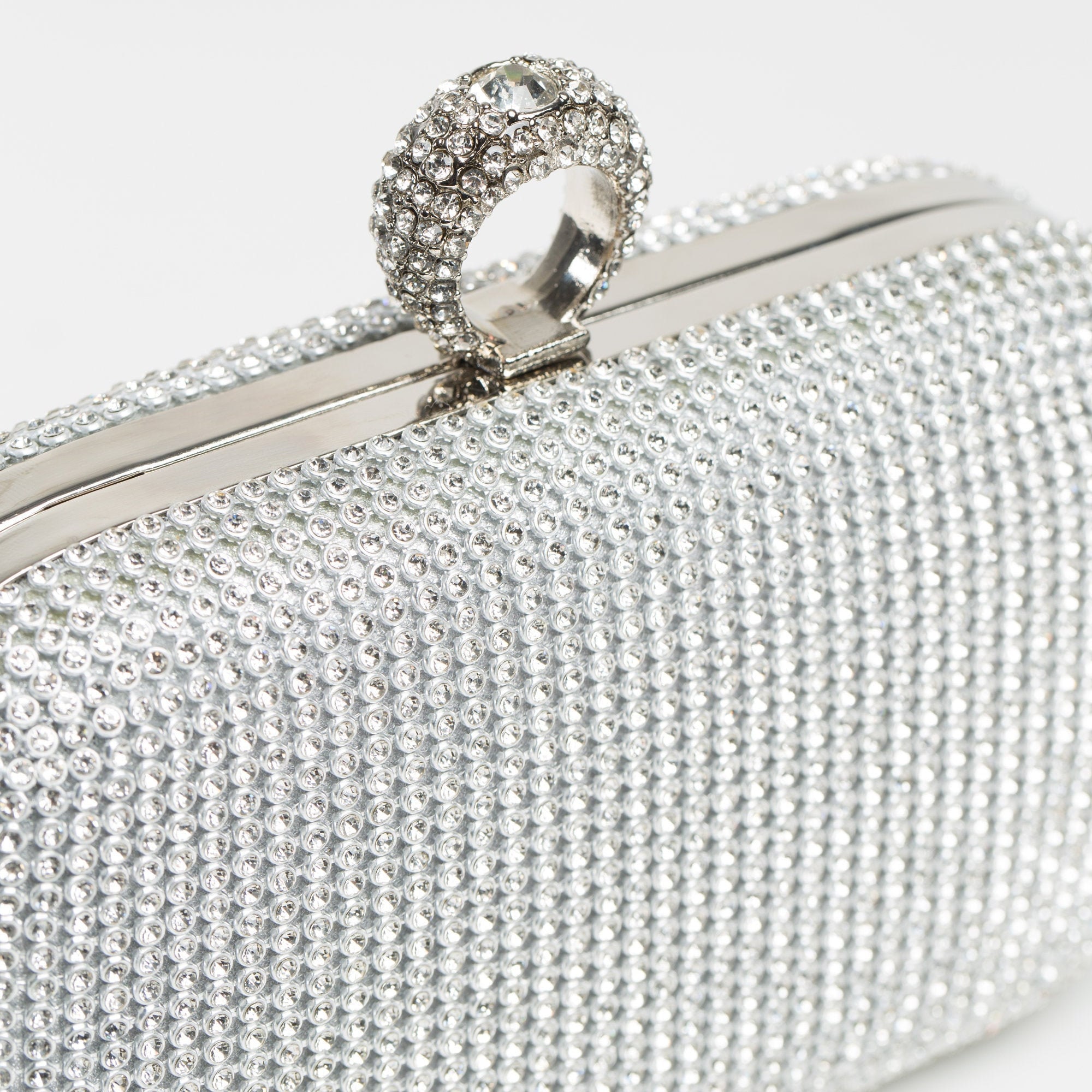 Silver Diamante Crystal Embellished Bridal Clutch Oval Etsy