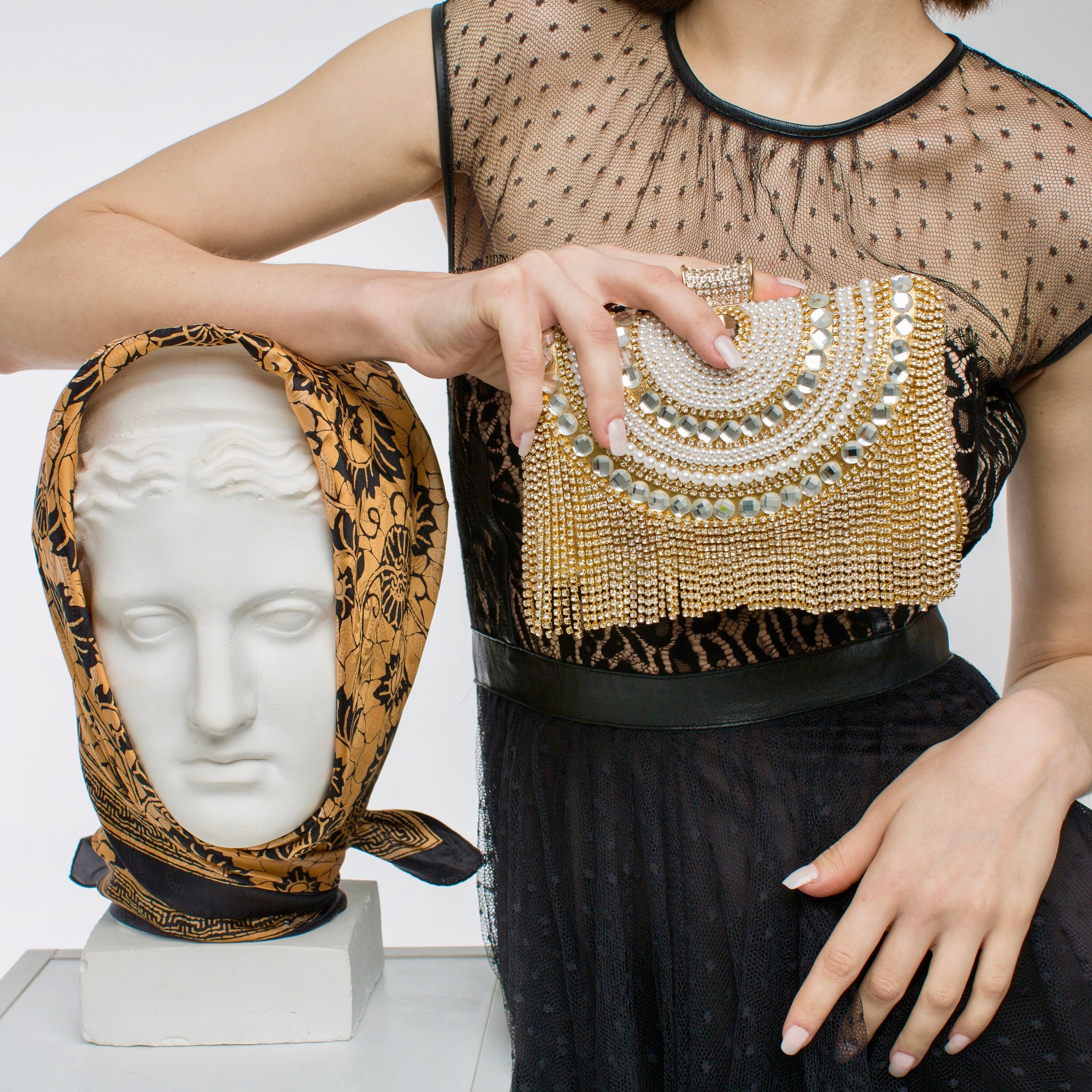 Gold Diamond Rhinestone Beaded Tassels Clutch Purse Luxury Purses and