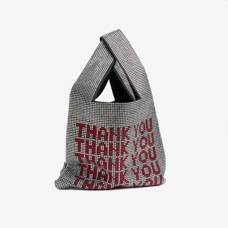 THANK YOU Silver Rhinestone Tote Bag Luxury Purses and Bags Etsy