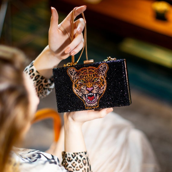 Leopard Print Clutch Purse With Swarovski Crystals Bling - Etsy Leopard Print Clutch Purse With Swarovski Crystals Bling - Etsy