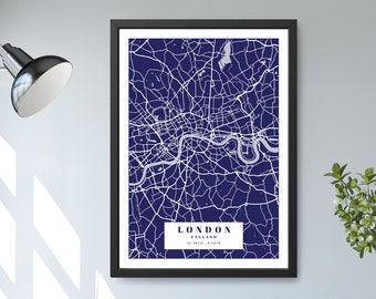 London Map Giclee Print, London Map Wall Art, London Map Art Print, London Map Print, England Map Art Print,Valentines Day Gift for Him