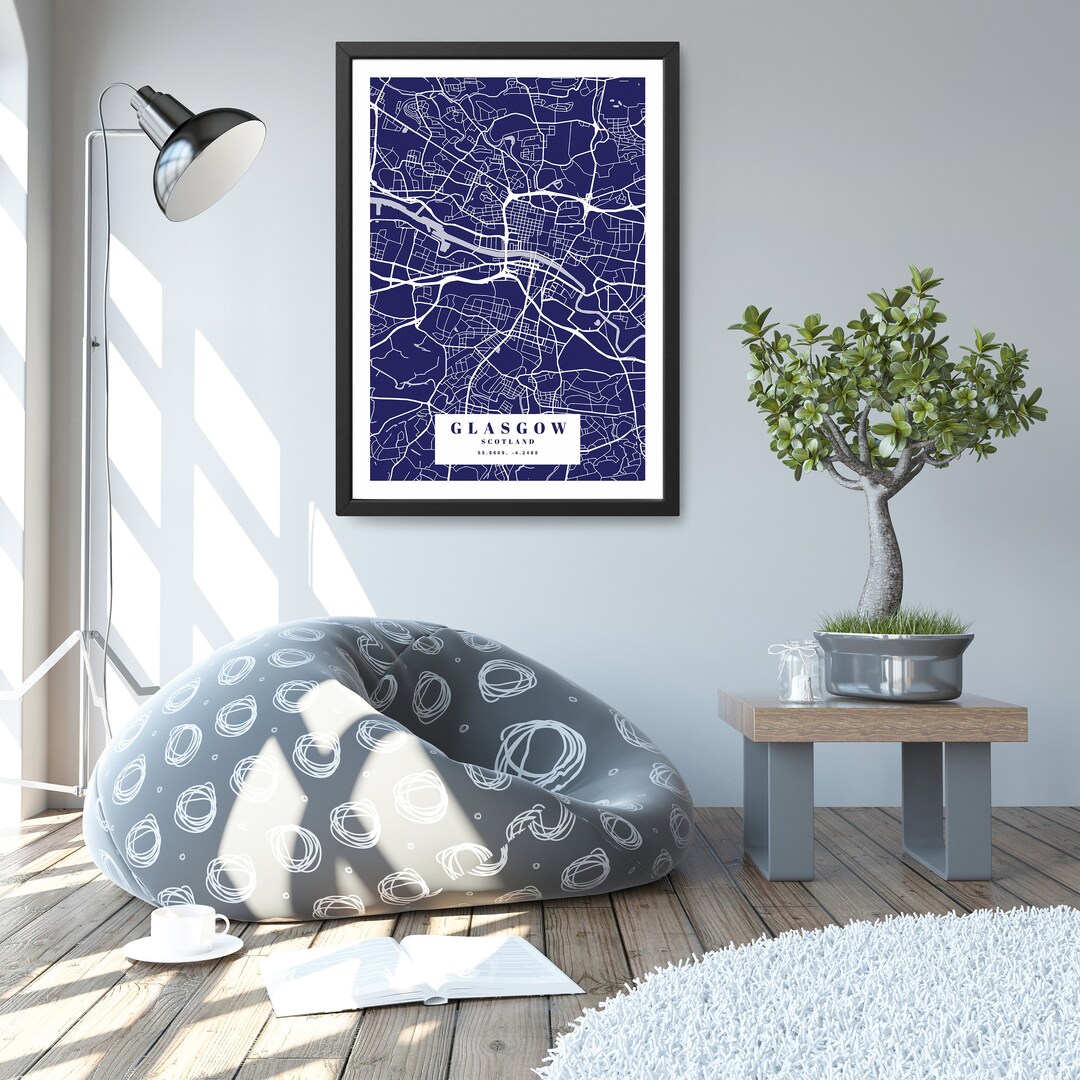 Glasgow Map Giclee Print Glasgow Map Wall Art Glasgow Map Etsy UK