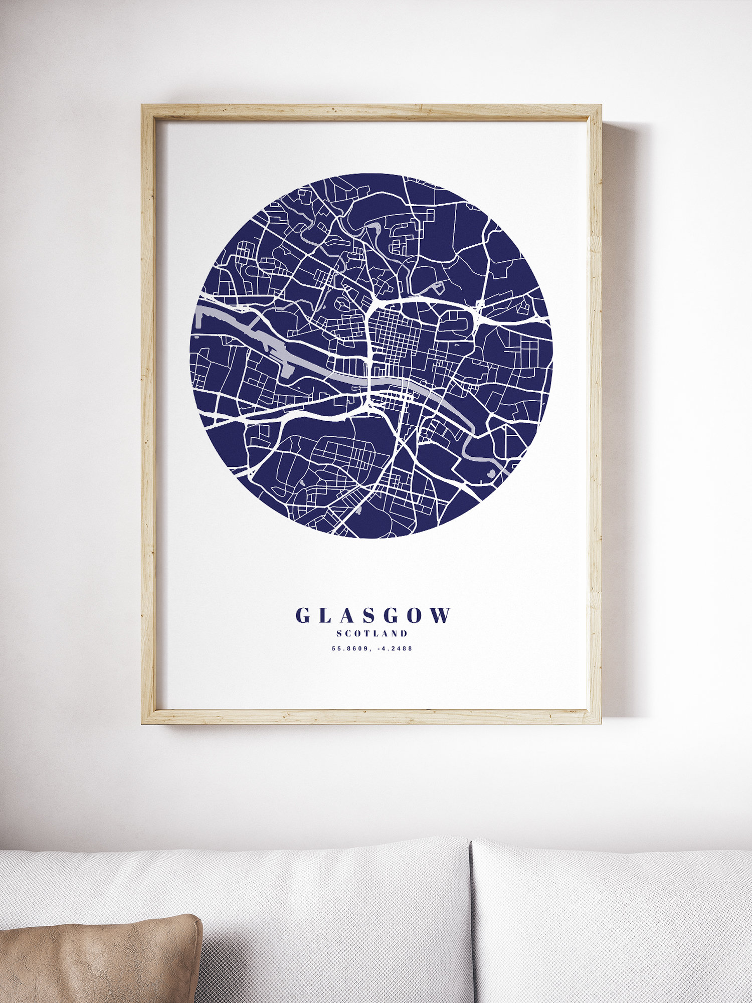 Glasgow Map Giclee Print, Glasgow Map Wall Art, Glasgow Map Art Print
