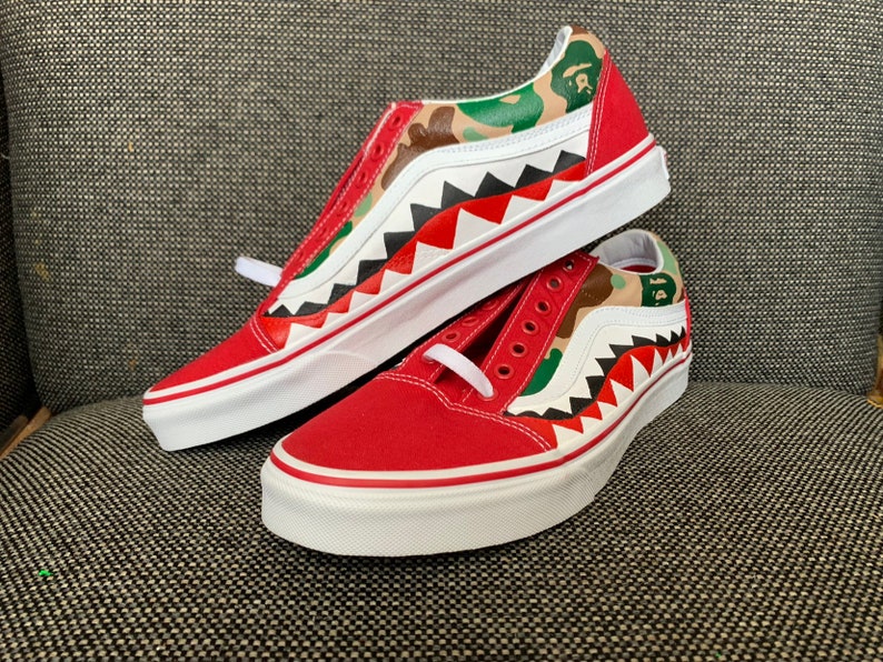 Custom Bape Shark Teeth Vans Old Skool 