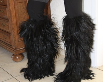 Rare patricia pepe 39 goat fur boots thigh high boots