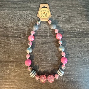 Pink and Silver Chunky Bead Necklace