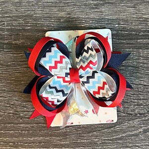 Red, White, Blue ZigZag Bow