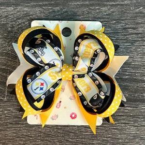 Pittsburgh Steelers Football Ribbon Bow with Alligator Clip