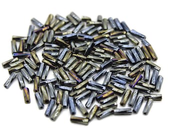 Size 4 Patina Iris Metallic Twisted Bugle Beads, 20/50/100 Grams Pack, Vintage Czech Beads, Embroidery Beads,Jewelry Beads, Craft Supply
