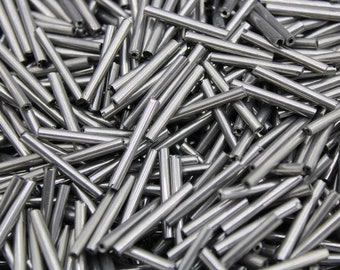 Bugle Beads, Gray Metallic, 20/50/100 Grams Packs, Tube Beads, Embroidery making, Jewelry Making, Indian Glass Beads, Vintage Beads