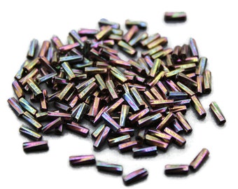 Size 4 Purple Iris Twisted Bugle Beads, 20/50/100 Grams Pack, Vintage Czech Beads, Embroidery Beads,Jewelry Beads, Craft Supply