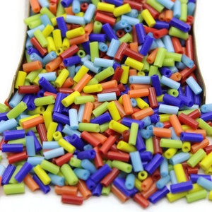 Czech Bugle Beads, Mix Colors, 5 mm, 10/20/50/100 Grams Pack, Vintage Czech Beads, Embroidery Beads, Jewelry Beads, Craft Supply