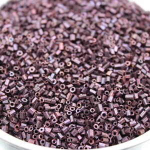 11/0 Hex Cut Seed Beads, Plum Metallic, 20/50/100 Grams Packs, Embroidery making, Economical Jewelry Making. Indian Hex Cut. Hexagon Beads.