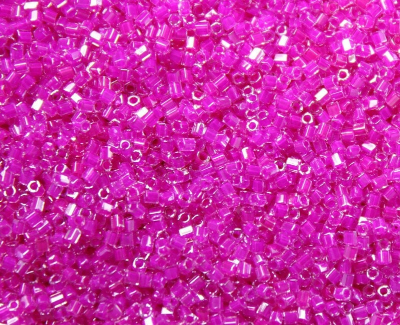 Miyuki Hexagon Cut, 15/0, Fuchsia Inside-color, Japanese Seed