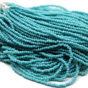 11/0 Charlotte Cut Beads Turquoise Blue Opaque (2 Perfect Facets) 1 Hank. Embroidery Material, Jewelry Supply, Vintage Premium True Cuts