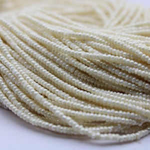 13/0 Charlotte Cut Beads, Pearl Eggshell (2 Perfect Facets) 1/3/5 Hanks, Embroidery Material, Jewelry Supply, Vintage Premium True Cuts