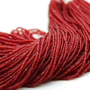 13/0 Charlotte Cut Beads, Red Transparent (2 Perfect Facets) 1 Hank. Embroidery Material, Jewelry Supply, Vintage Premium True Cuts