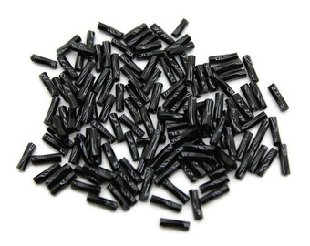 Size 4 Jet Black Twisted Bugle Beads, 20/50/100 Grams Pack, Vintage Czech Beads, Embroidery Beads,Jewelry Beads, Craft Supply