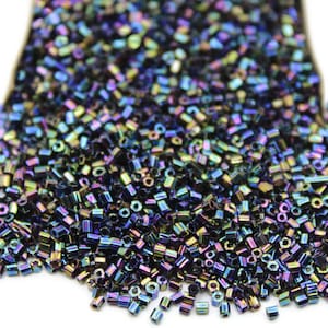15/0 Czech 2 Cut Green Iris Metallic, Hex Glass Seed Beads, 10/20/50/100 Grams Packs, Embroidery making, Jewelry Making, Vintage Beads