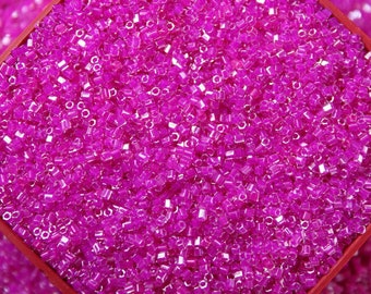 Miyuki Hexagon Cut, 15/0, Fuchsia Inside-color, Japanese Seed