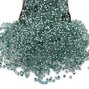 11/0 Seed Beads, Sea Green Silver Line, 20/50/100 Grams Packs, Embroidery making, Economical Jewelry Making. Indian Seed Beads. Craft Supply