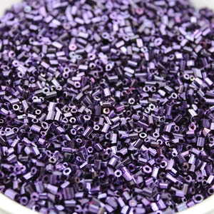 11/0 2 Cut Seed Beads, Purple Metallic, 20/50/100 Grams Packs, Embroidery making, Economical Jewelry Making. Indian Hex Cut. Hexagon Beads.