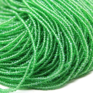 11/0 Charlotte Cut Beads, Apple Green Luster (2 Perfect Facets) 1,3,5 Hanks, Embroidery Material, Jewelry Supply, Premium True Cuts