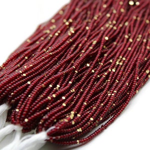 11/0 Charlotte Cut Beads, Tr. Red with Gold Gleams. 1/3/5 Hanks Preciosa Ornella Beads, Embroidery Beads, Craft Supply, Jewelry Findings