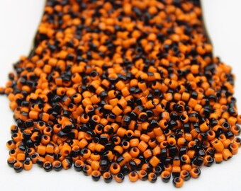 11/0 Abalorios de Semillas de Rayas Naranja Negra, Paquete de 20/50/100 Gramos, Abalorios de Bordado, Abalorios de Joyería, Suministro de Artesanía, Abalorios Rondelle, Abalorios de Semillas Indias