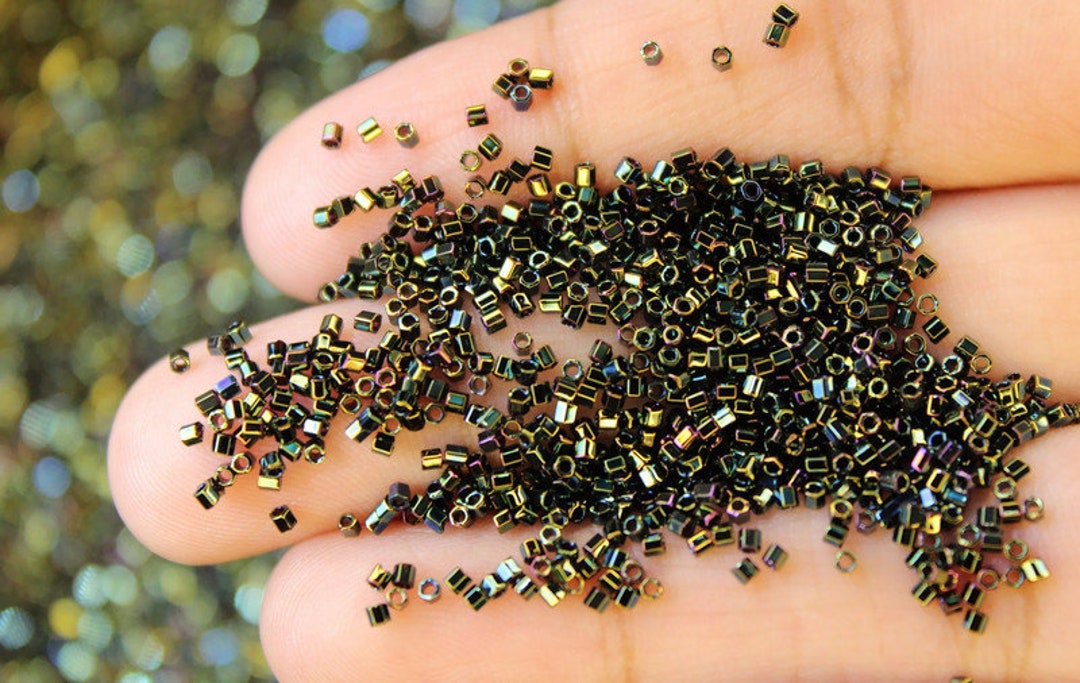 Miyuki Hexagon Cut, 15/0, Metallic Green Iris, Japanese Seed Beads