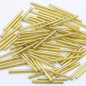 Bugle Beads, Gold Silver-Line, 20/50/100 Grams Packs, Tube Beads, Embroidery making, Jewelry Making, Indian Glass Beads, Vintage Beads