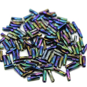 Size 4 Green Iris Twisted Bugle Beads, 20/50/100 Grams Pack, Vintage Czech Beads, Embroidery Beads,Jewelry Beads, Craft Supply