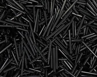 Bugle Beads, Jet Black, 20/50/100 Grams Packs, Tube Beads, Embroidery making, Jewelry Making, Indian Glass Beads, Vintage Beads