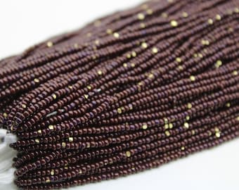 Cuentas de corte Charlotte 11/0, marrón azulado con destellos dorados. Cuentas Preciosa Ornella 1/3/5 Madejas, cuentas para bordar, suministros para manualidades, accesorios para joyería